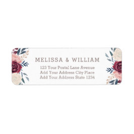Etiqueta Floral Bride Groom Boda Ivory Return Address