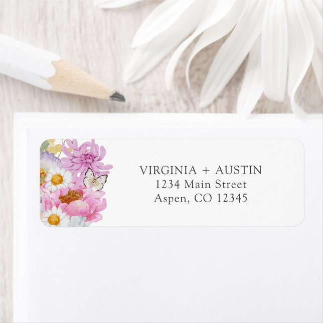 Etiqueta Floral brillante en negrita (Bold Bright Floral Return Address Label by Painted Paperie
)