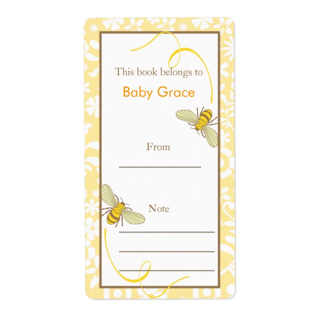 Etiqueta Floral Bumble Bee Bookplate (Frente)