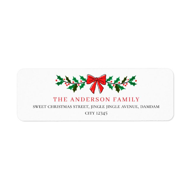 Etiqueta Floral Christmas Elegant Simple Return Address (Frente)