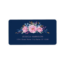 Floral color rosa Rubor azul marino