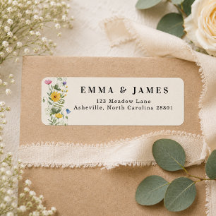 Etiqueta Floral de boda elegante boho moderno de flor silve