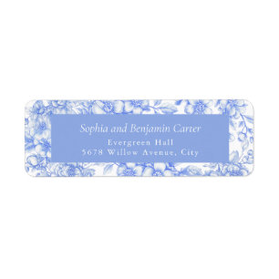 Etiqueta Floral de boda francesa algo azul