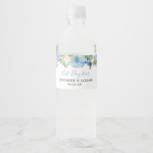 Etiqueta floral de la botella de agua de la boda