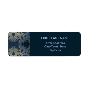 Etiqueta Floral de margarita azul antigua