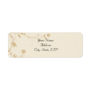 Etiqueta Floral de Pinstripe de Crema y Oro