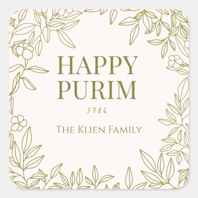 Etiqueta Floral de Purim (Anverso)