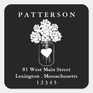 Etiqueta floral del remite del tarro de albañil d