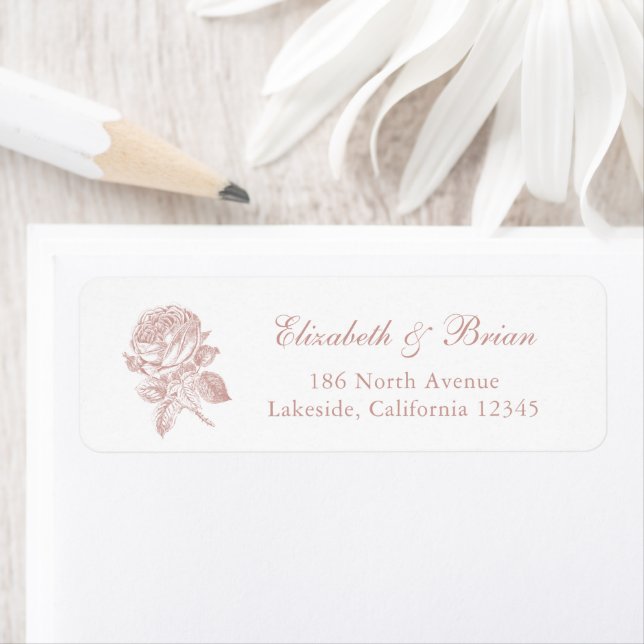 Etiqueta Floral elegancia Rosas franceses dirección Boda Ru (In situ)
