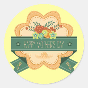 Etiqueta floral feliz del día de madre