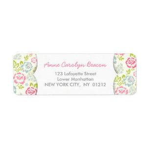 Etiqueta Floral femenino rosado y azul lindo