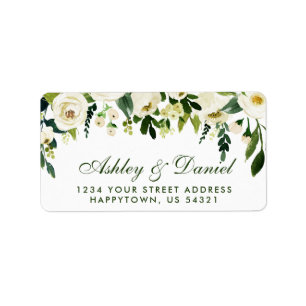 Etiqueta Floral Floral Verde Boda blanco GS