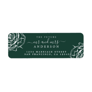 Etiqueta Floral Future Mr. Dark Green Return Address