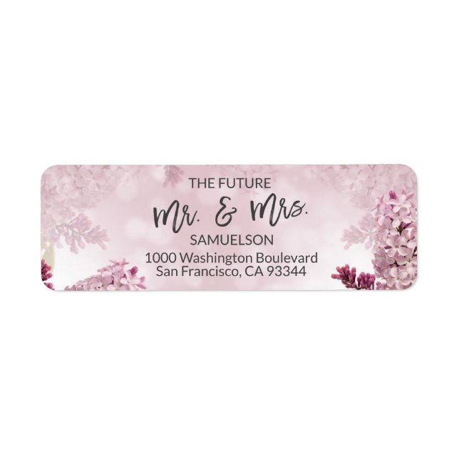 Etiqueta Floral Lilac Future Mr & Mrs Boda Address (Frente)