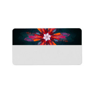 Etiqueta Floral Mandala Flores Naranja Azul Rojo Resumen