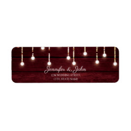 Etiqueta Floral Maroon Wooden Rústico Boda Dirección de Ret