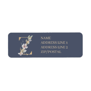 Etiqueta Floral monograma Z personalizada