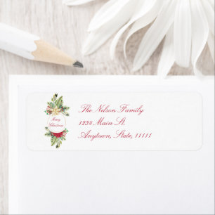 Etiqueta Floral navideño vintage