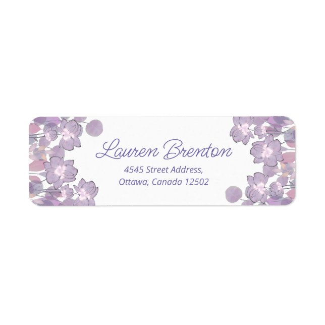 Etiqueta Floral pastel mauve violeta (Frente)