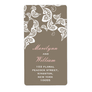 Etiqueta Floral Peacock Boho Chic Wedding Address Labels
