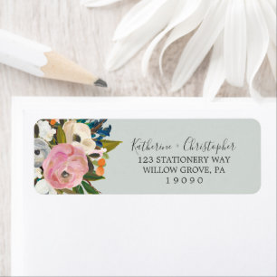 Etiqueta floral pintada del remite