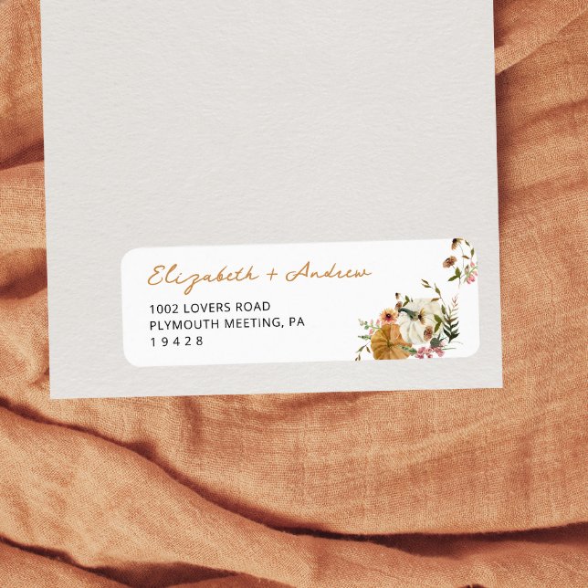 Etiqueta Floral Punpkin Caer Ducha Bridal Moderno (Subido por el creador)