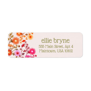 Etiqueta floral rosa del país del Boho