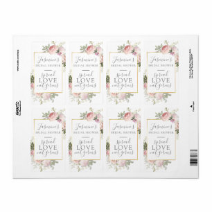 Etiqueta Floral rosa ducha de novia difunde amor no gérmene