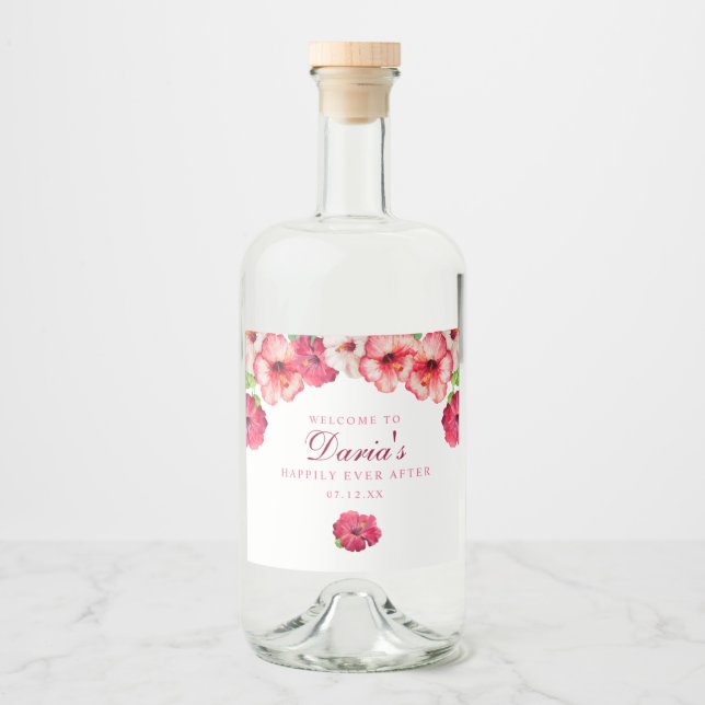 Etiqueta floral rosa tropical (Anverso)