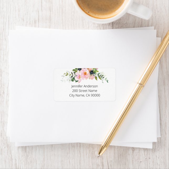 Etiqueta Floral rosa y azul de Rubor (In situ)