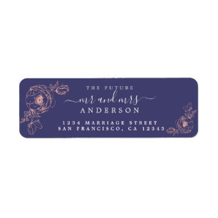 Etiqueta Floral Script Future Mr Mrs Boda Return Address
