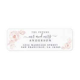 Etiqueta Floral Script Future Mr Mrs Boda Return Address