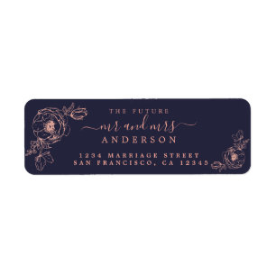 Etiqueta Floral Script Future Mr Mrs Boda Return Address