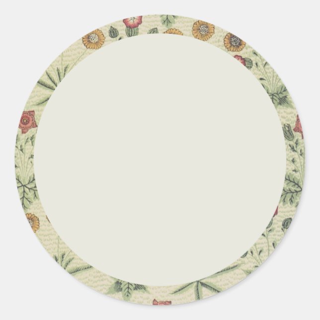 Etiqueta floral verde y beige en blanco (Anverso)