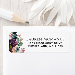 Etiqueta Floral y eucalipto de acuarela de otoño