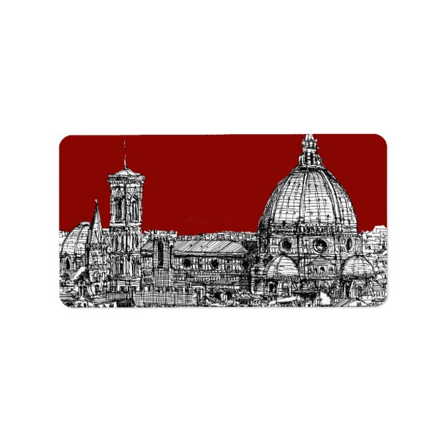 Etiqueta Florencia Italia en rojo (Frente)