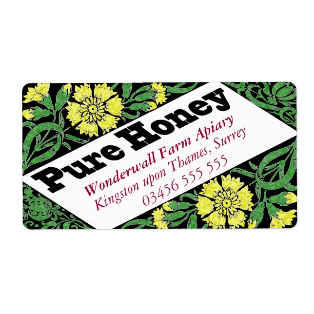 Etiqueta Flores amarillas de miel pura (Frente)