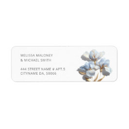 Etiqueta Flores azules 3D estilizadas Lirios Boda