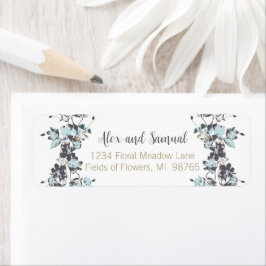 Etiqueta Flores azules de color de agua elegantes