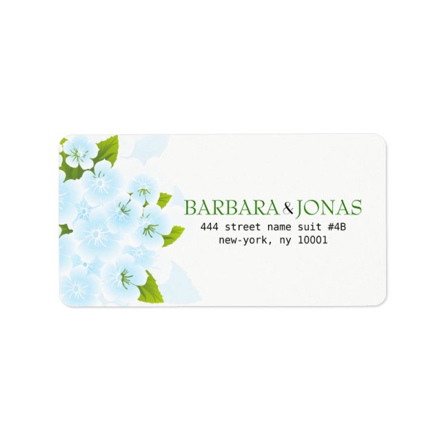 Etiqueta Flores azules delgadas (Frente)