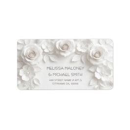 Etiqueta Flores Blancas 3D Rosas Boda