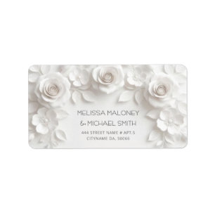 Etiqueta Flores Blancas 3D Rosas Boda