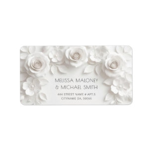 Etiqueta Flores Blancas 3D Rosas Boda