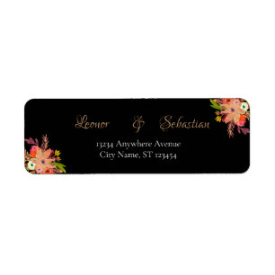 Etiqueta Flores brillantes Marca de Boda de las buquetas de