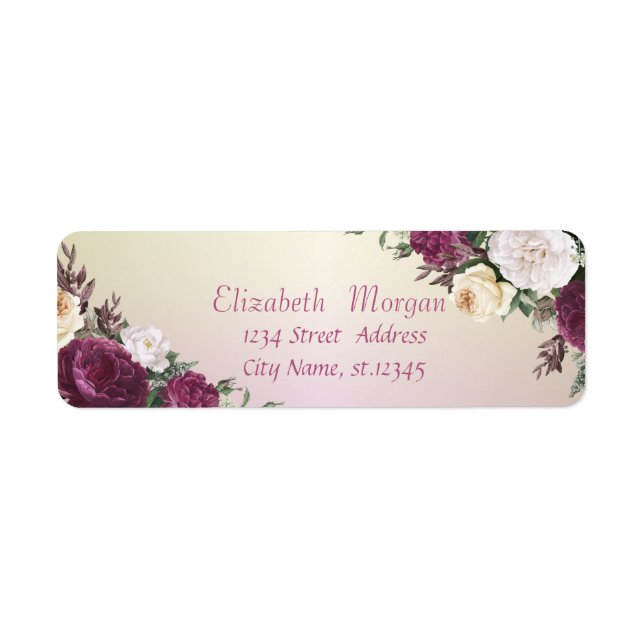 Etiqueta Flores Burgundy Elegantes y Modernas (Frente)