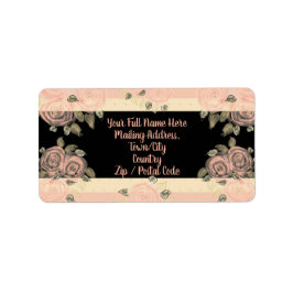 Etiqueta Flores Con Diseño De Rosa Rosa Rosado