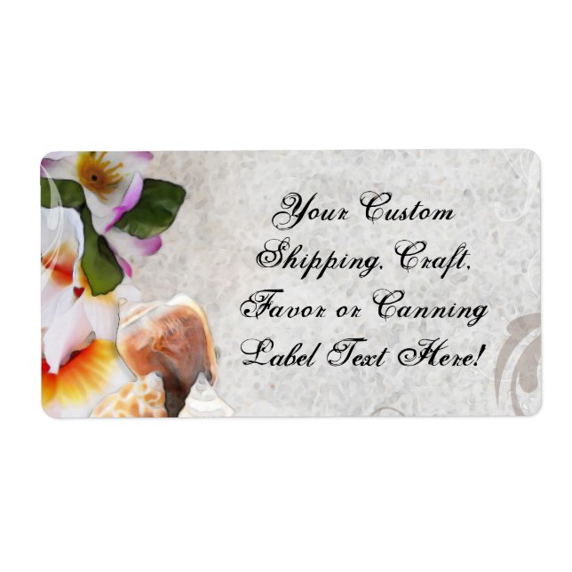 Etiqueta Flores/conchas de playa tropical (Frente)