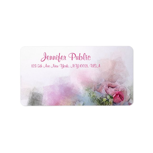 Etiqueta Flores de acuarela personalizado Elegante pintura  (Frente)