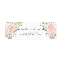 Etiqueta Flores de acuarela Sage Floral rosa