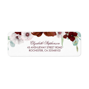 Etiqueta Flores de Borgoña Elegante Boda